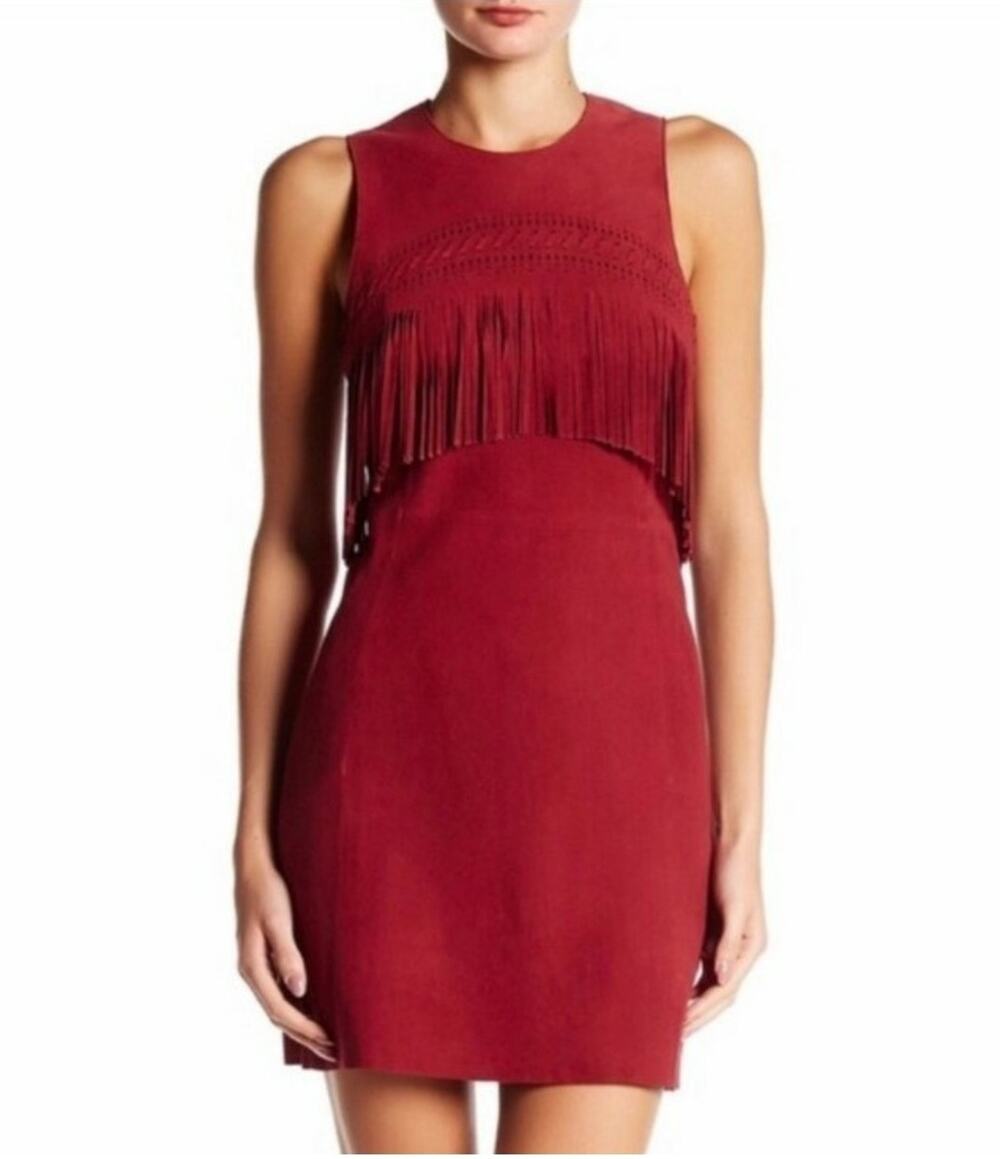 Rebecca Minkoff Western 70s Retro Sleeveless Fringe Suede Goat Leather Dress 2